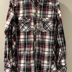 Buckle Black Plaid Shirt-Mens